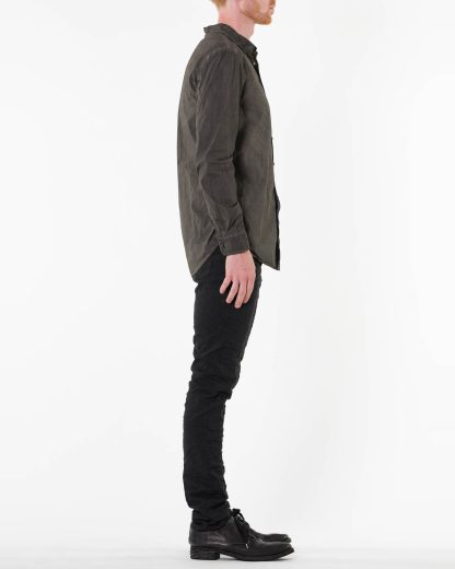 POEME BOHEMIEN Men Button Down Shirt Regular Fit SH 01 T 211 85 Herren Hemd cotton elastan dark grey hide m 4