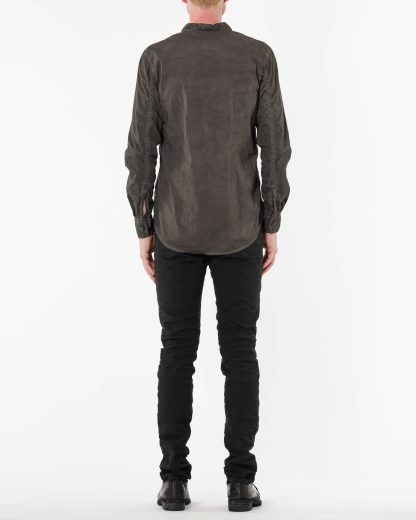 POEME BOHEMIEN Men Button Down Shirt Regular Fit SH 01 T 211 85 Herren Hemd cotton elastan dark grey hide m 5