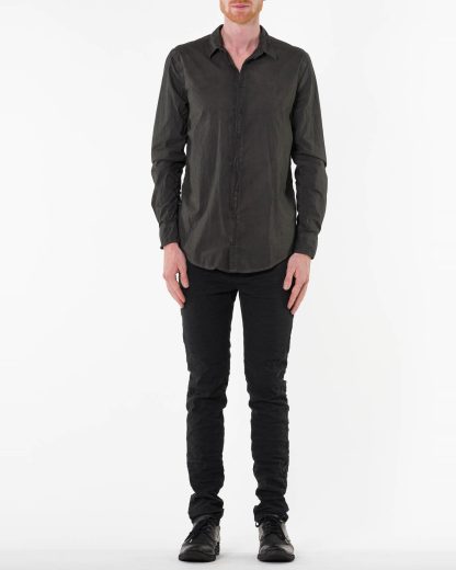 POEME BOHEMIEN Men Button Down Shirt Regular Fit SH 01 T 211 90 Herren Hemd cotton elastan carbon hide m 3