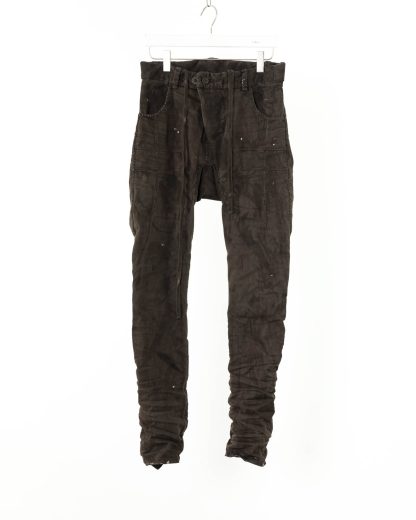 BORIS BIDJAN SABERI men pants P13HS TF F1504K Hand Stitched 16H Treated Body Molded Resin Dyed Herren Hose Jeans exclusively limited cotton pu oil brown hide m 1