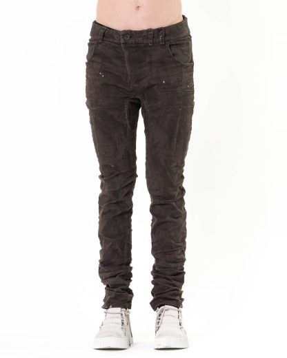 BORIS BIDJAN SABERI men pants P13HS TF F1504K Hand Stitched 16H Treated Body Molded Resin Dyed Herren Hose Jeans exclusively limited cotton pu oil brown hide m 3