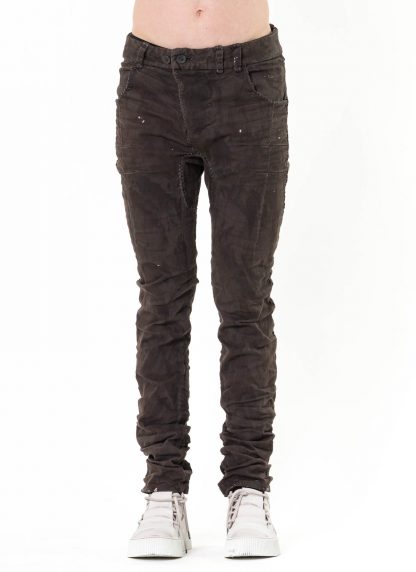 BORIS BIDJAN SABERI men pants P13HS TF F1504K Hand Stitched 16H Treated Body Molded Resin Dyed Herren Hose Jeans exclusively limited cotton pu oil brown hide m 3