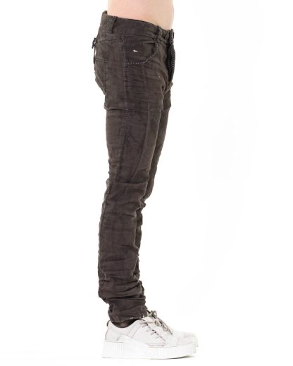 BORIS BIDJAN SABERI men pants P13HS TF F1504K Hand Stitched 16H Treated Body Molded Resin Dyed Herren Hose Jeans exclusively limited cotton pu oil brown hide m 4