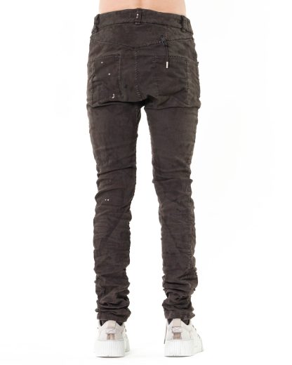 BORIS BIDJAN SABERI men pants P13HS TF F1504K Hand Stitched 16H Treated Body Molded Resin Dyed Herren Hose Jeans exclusively limited cotton pu oil brown hide m 5