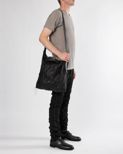 MA+ Maurizio Amadei BQ54 SY1.0 Large Squared Shoulder Bag herren damen tasche soft washed cow leather black hide m 11