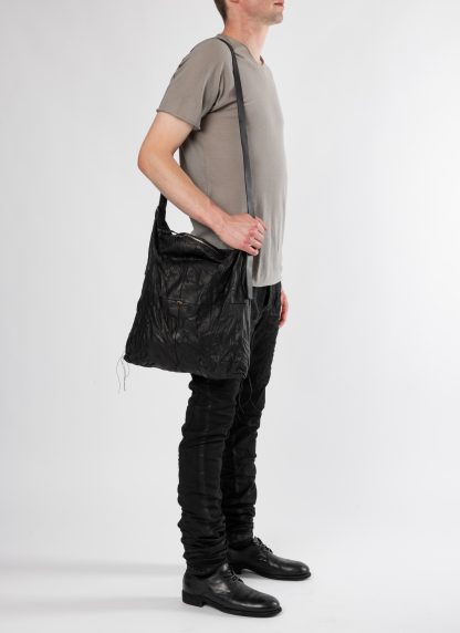 MA+ Maurizio Amadei BQ54 SY1.0 Large Squared Shoulder Bag herren damen tasche soft washed cow leather black hide m 11