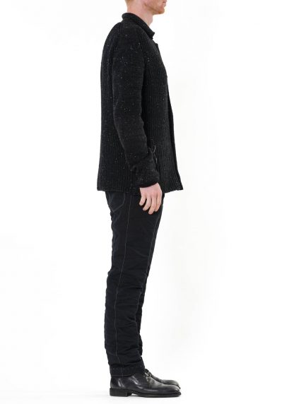 LAYER 0 Men Cardigan 5 knitted jacket herren jacke cashmere hemp dark grey black hide m 4