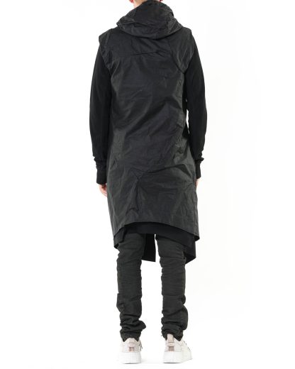 LEON EMANUEL BLANCK Men Distortion Curved Hooded Vest DIS M CHV 01 Herren Jacke Weste Mantel Coat Jacke Jacket P100 wax wrinkle cotton black hide m 8