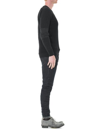 Layer 0 W23 5 1 Men Roundneck Sweater 7 Herren Pulli Pullover cashmere silk hemp black dark grey hide m 4