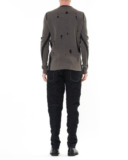 LABEL UNDER CONSTRUCTION Men Lunar Sweater Reversible 40YMSW66 G1F1 DG MD Herren Pulli Pullover Sweater cashmere wool silk dark grey mud hide m 10