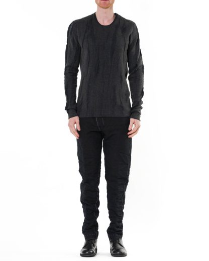LABEL UNDER CONSTRUCTION Men Lunar Sweater Reversible 40YMSW66 G1F1 DG MD Herren Pulli Pullover Sweater cashmere wool silk dark grey mud hide m 5