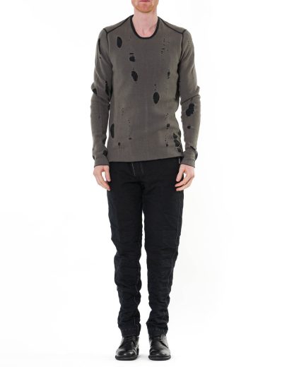 LABEL UNDER CONSTRUCTION Men Lunar Sweater Reversible 40YMSW66 G1F1 DG MD Herren Pulli Pullover Sweater cashmere wool silk dark grey mud hide m 8