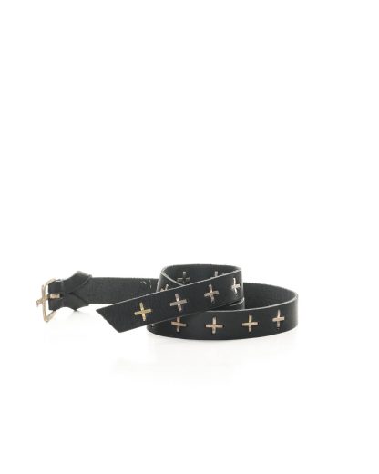 MA MACROSS Maurizio Amadei EQ2C GR3 studded Q buckle med belt exclusively limited 925 sterling silver 22k gold cow leather black hide m 5 1