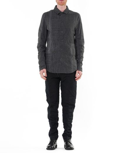 TAICHI MURAKAMI Men Displacement Inside Shirt Herren Hemd paper cotton dark grey hide m 3