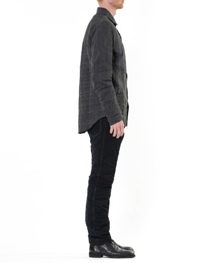 TAICHI MURAKAMI Men Displacement Inside Shirt Herren Hemd paper cotton dark grey hide m 4