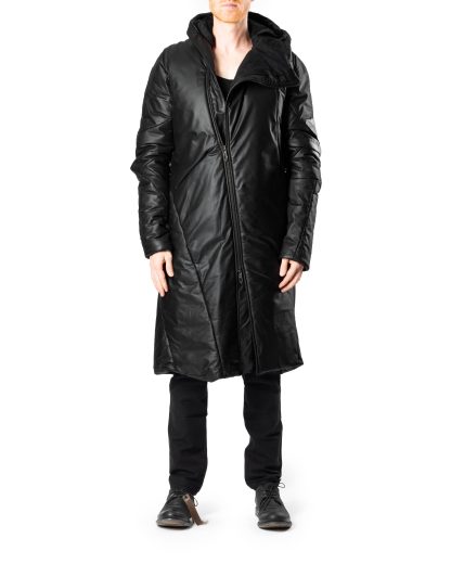 LEON EMANUEL BLANCK LEB DIS M OUC 01 Men Distortion Puffer Overundercoat Coat Herren Daunenmantel Mantel calf leather matt black hide m 4