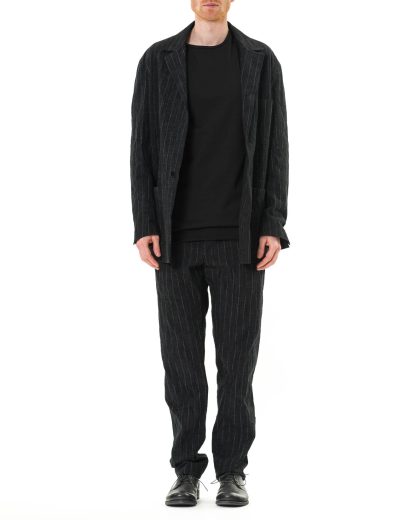 MA MAcross Maurizio Amadei Men 3 Pocket Oversized Jacket J371 CWST Herren Jacke Blazer cotton wool pa black white dark grey hide m 3