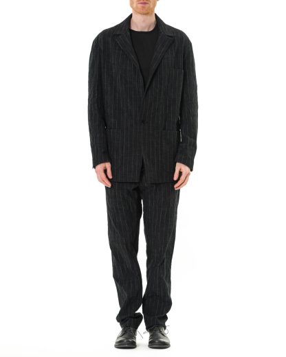 MA MAcross Maurizio Amadei Men 3 Pocket Oversized Jacket J371 CWST Herren Jacke Blazer cotton wool pa black white dark grey hide m 4
