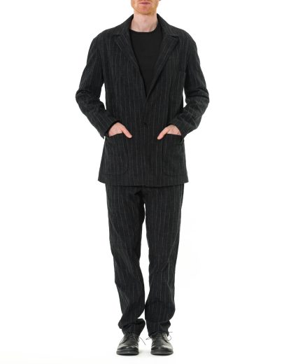 MA MAcross Maurizio Amadei Men 3 Pocket Oversized Jacket J371 CWST Herren Jacke Blazer cotton wool pa black white dark grey hide m 5
