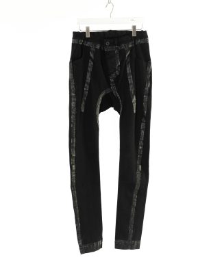 BORIS BIDJAN SABERI BBS Men Pants P14 ST SF F1603K Herren Hose Pants Jeans Trousers seam taped cotton pu black hide m 1