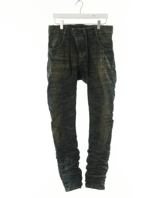 BORIS BIDJAN SABERI BBS men pants P13TF FKU100002 herren hose jeans cotton pu dirty dark denim 2023 hide m 1