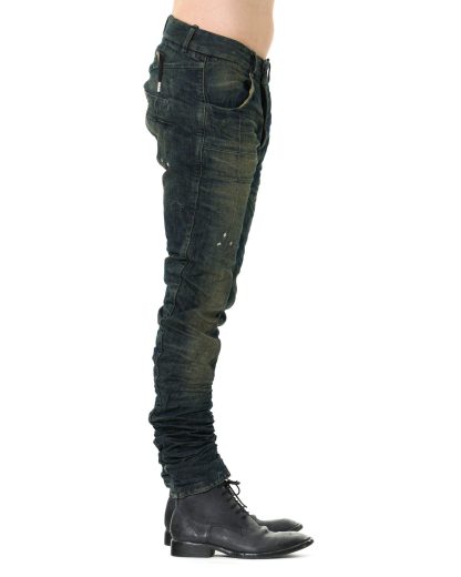 BORIS BIDJAN SABERI BBS men pants P13TF FKU100002 herren hose jeans cotton pu dirty dark denim hide m 4