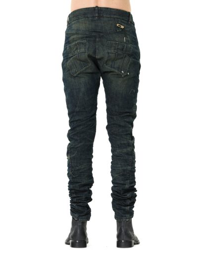 BORIS BIDJAN SABERI BBS men pants P13TF FKU100002 herren hose jeans cotton pu dirty dark denim hide m 5
