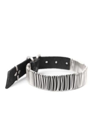 MA MAcross Maurizio Amadei A F7BL1 GR20 Thin Silver Wrapped Wristband Bracelet Armband cow leather 925 sterling black hide m 1
