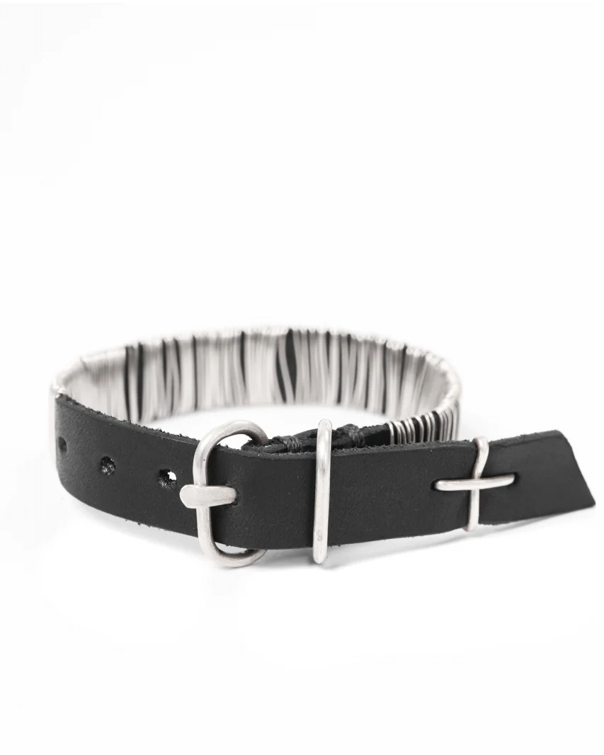 MA MAcross Maurizio Amadei A F7BL1 GR20 Thin Silver Wrapped Wristband Bracelet Armband cow leather 925 sterling black hide m 2 MA MAcross Maurizio Amadei A F7BL1 GR20 Thin Silver Wrapped Wristband Bracelet Armband cow leather 925 sterling black hide m 2