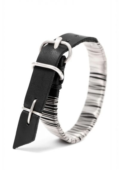 MA MAcross Maurizio Amadei A F7BL1 GR20 Thin Silver Wrapped Wristband Bracelet Armband cow leather 925 sterling black hide m 3
