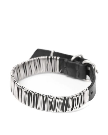 MA MAcross Maurizio Amadei A F7BL1 GR20 Thin Silver Wrapped Wristband Bracelet Armband cow leather 925 sterling black hide m 4