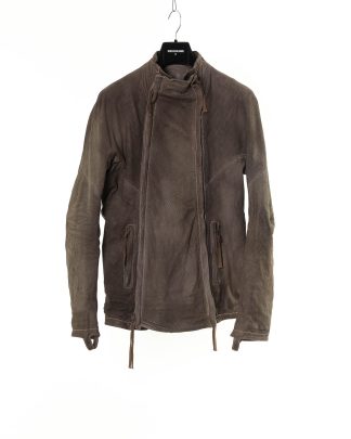 BORIS BIDJAN SABERI BBS J4 FMM20053 T Men Double Zip Jacket Herren Leder Jacke Lederjacke Object Dyed Body Molded kangaroo leather carbon grey hide m 1
