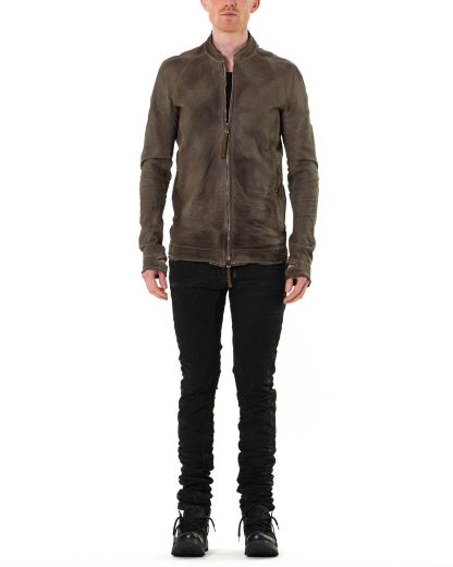 BORIS BIDJAN SABERI BBS J6.1 FMM20053 T Men Zip Jacket Object Dyed Body Molded Herren Leder Jacke Lederjacke kangaroo leather carbon grey hide m 4