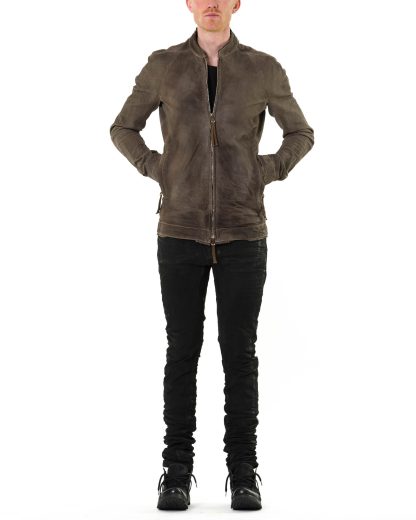 BORIS BIDJAN SABERI BBS J6.1 FMM20053 T Men Zip Jacket Object Dyed Body Molded Herren Leder Jacke Lederjacke kangaroo leather carbon grey hide m 5