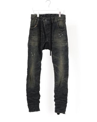 BORIS BIDJAN SABERI BBS P13HS TF FKU100002 Men Tight Fit Pants Herren Hose Jeans Trousers Fully Hand Stitched 16 hours Stone Washed Used Body Molded cotton pu dirty dark denim hide m 1