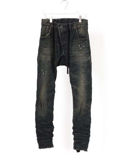 BORIS BIDJAN SABERI BBS P13HS TF FKU100002 Men Tight Fit Pants Herren Hose Jeans Trousers Fully Hand Stitched 16 hours Stone Washed Used Body Molded cotton pu dirty dark denim hide m 1