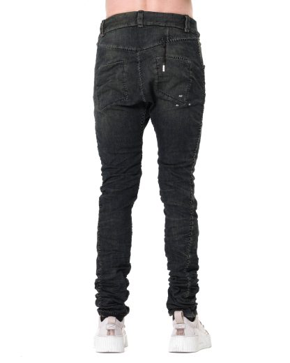 BORIS BIDJAN SABERI BBS P13HS TF FKU100002 Men Tight Fit Pants Herren Hose Jeans Trousers Fully Hand Stitched 16 hours Stone Washed Used Body Molded cotton pu dirty dark denim hide m 5
