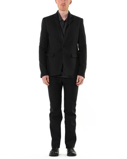 KANG MJ 001 REV LICOPIST COPLAIN Men Reversible Jekyll Hyde Jacket Herren Jacke Blazer linen cotton off black dark grey green hide m 10