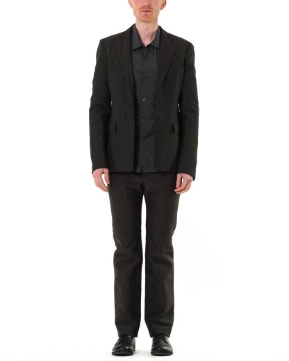 KANG MJ 001 REV LICOPIST COPLAIN Men Reversible Jekyll Hyde Jacket Herren Jacke Blazer linen cotton off black dark grey green hide m 5