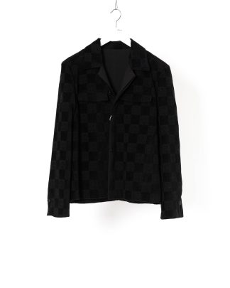 KANG MJ 003 REV CHEC LYO Men Cropped Reversible Jacket Herren Jacke beidseitig cotton viscose lyocell pa black hide m 1
