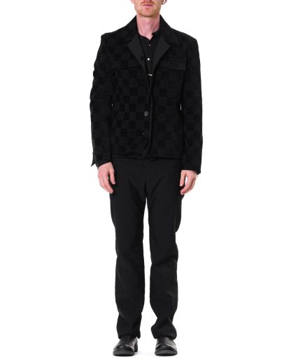 KANG MJ 003 REV CHEC LYO Men Cropped Reversible Jacket Herren Jacke beidseitig cotton viscose lyocell pa black hide m 6