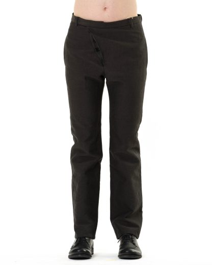 KANG MP 002 REV LICOPIST COPLAIN Men Reversible Jekyll Hyde Straight Fitted Pants Herren Hose Trousers linen cotton off black dark grey green hide m 4