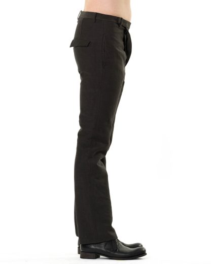 KANG MP 002 REV LICOPIST COPLAIN Men Reversible Jekyll Hyde Straight Fitted Pants Herren Hose Trousers linen cotton off black dark grey green hide m 5