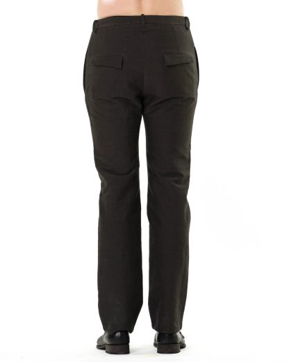 KANG MP 002 REV LICOPIST COPLAIN Men Reversible Jekyll Hyde Straight Fitted Pants Herren Hose Trousers linen cotton off black dark grey green hide m 6