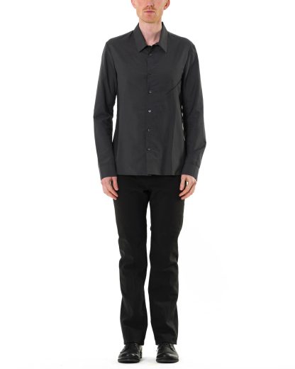 KANG MSHR 005 LINCO Men Diagonal Front Pocket Med Fit Shirt Herren Hemd cotton pa dark grey hide m 3