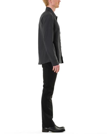 KANG MSHR 005 LINCO Men Diagonal Front Pocket Med Fit Shirt Herren Hemd cotton pa dark grey hide m 4