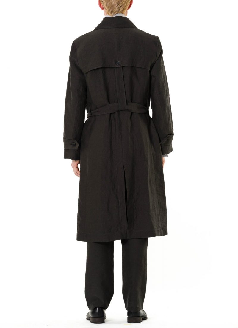 hidem KANG Men Half Lined Detacheble Strap Trenchcoat, linen/cotton