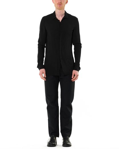 MA MACROSS Maurizio Amadei H102 VBL Men Fitted Shirt Herren Hemd tee tshirt bamboo black hide m 3