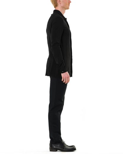 MA MACROSS Maurizio Amadei H102 VBL Men Fitted Shirt Herren Hemd tee tshirt bamboo black hide m 4