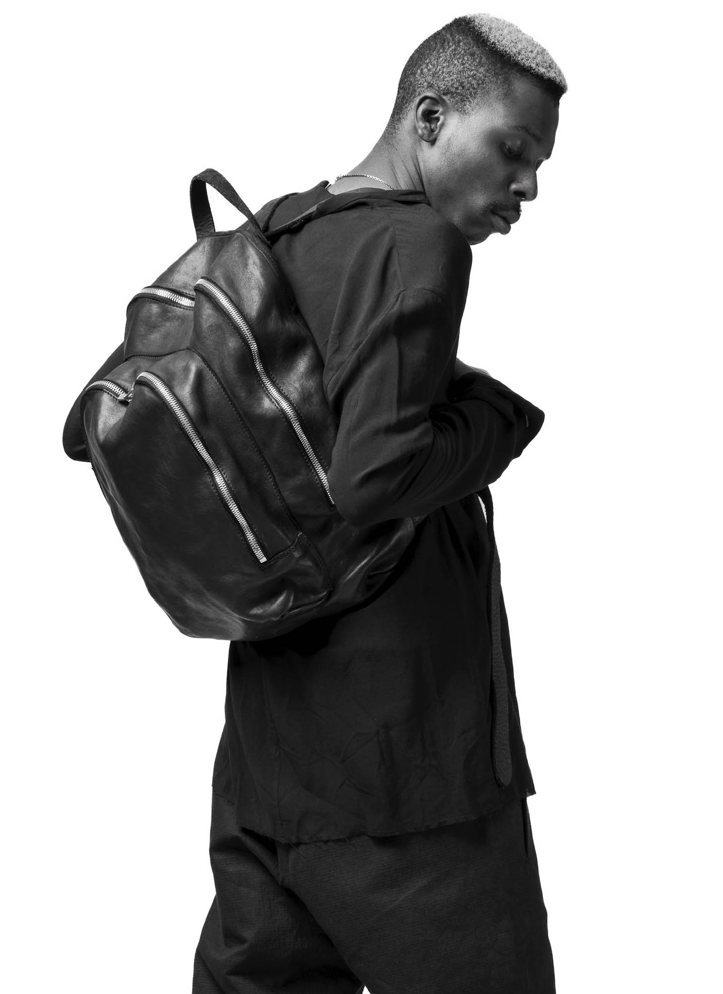 hide-m | GUIDI DBP06 2 Zip Backpack, black horse leather